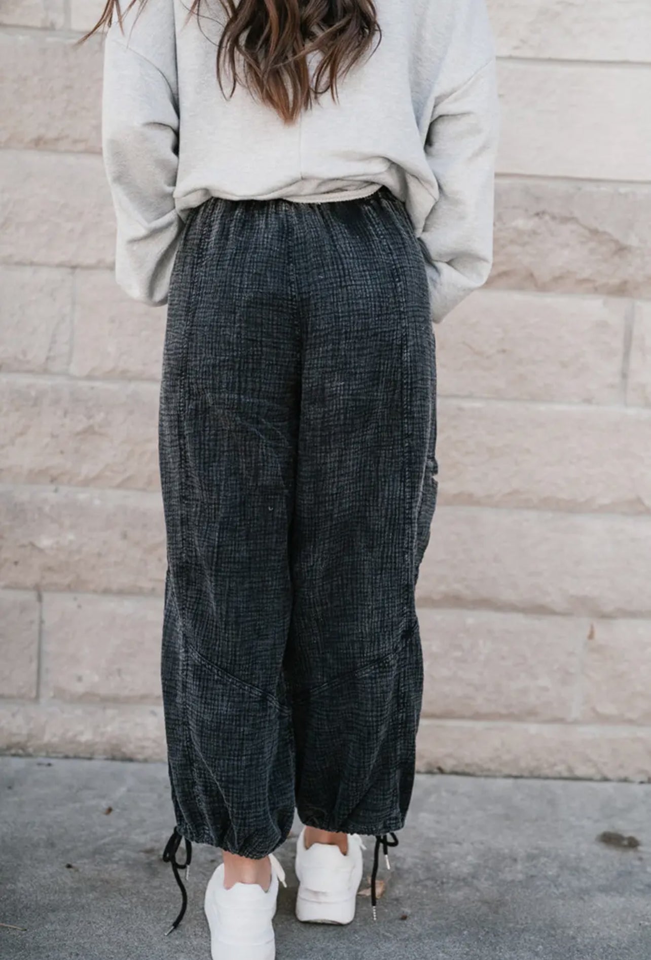 Washed Drawstring Wide Leg pants