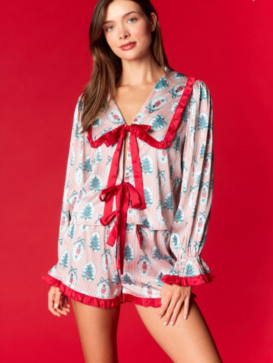 Nutcracker & Christmas Tree Satin pjs