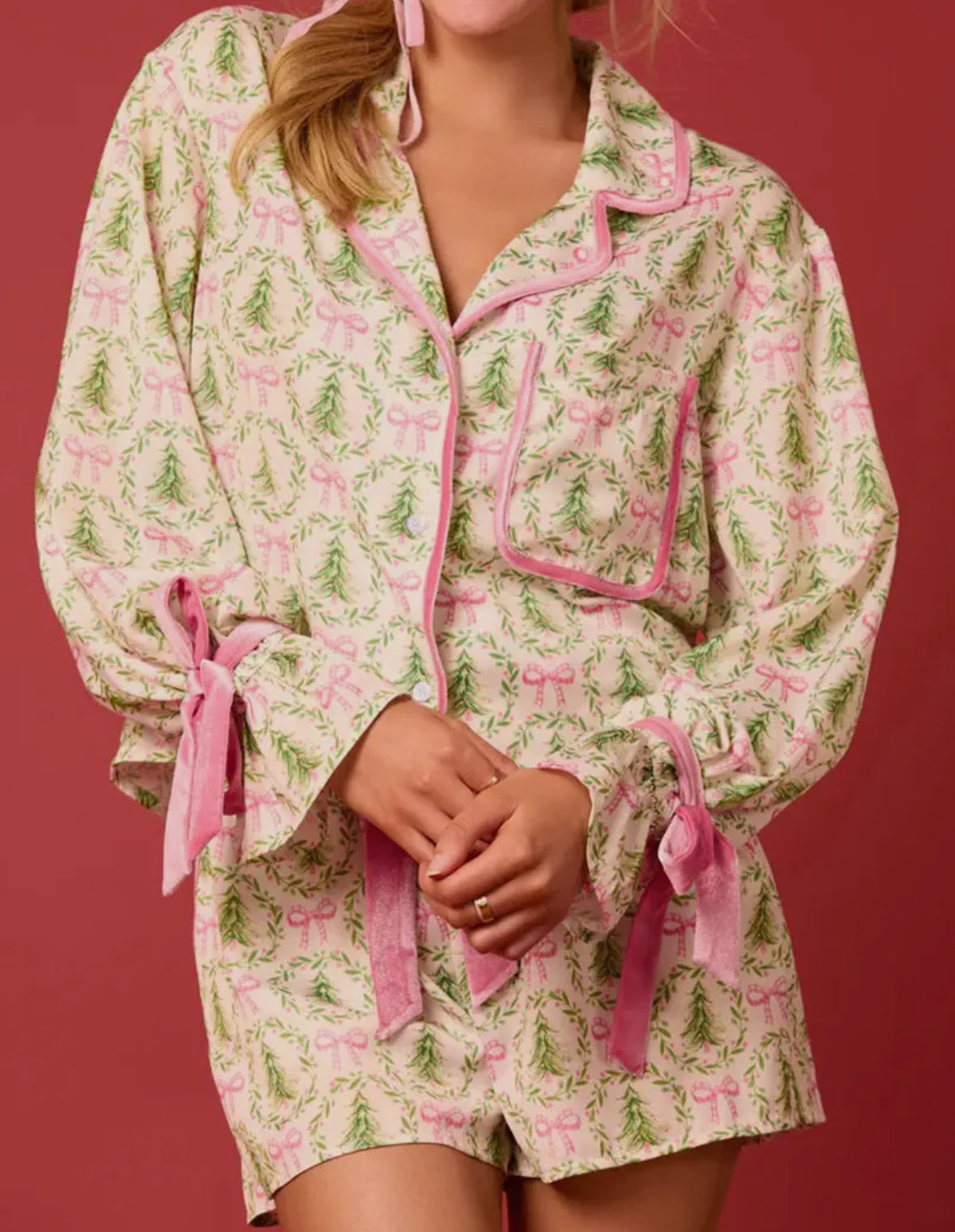 Velvet Christmas bow Pjs