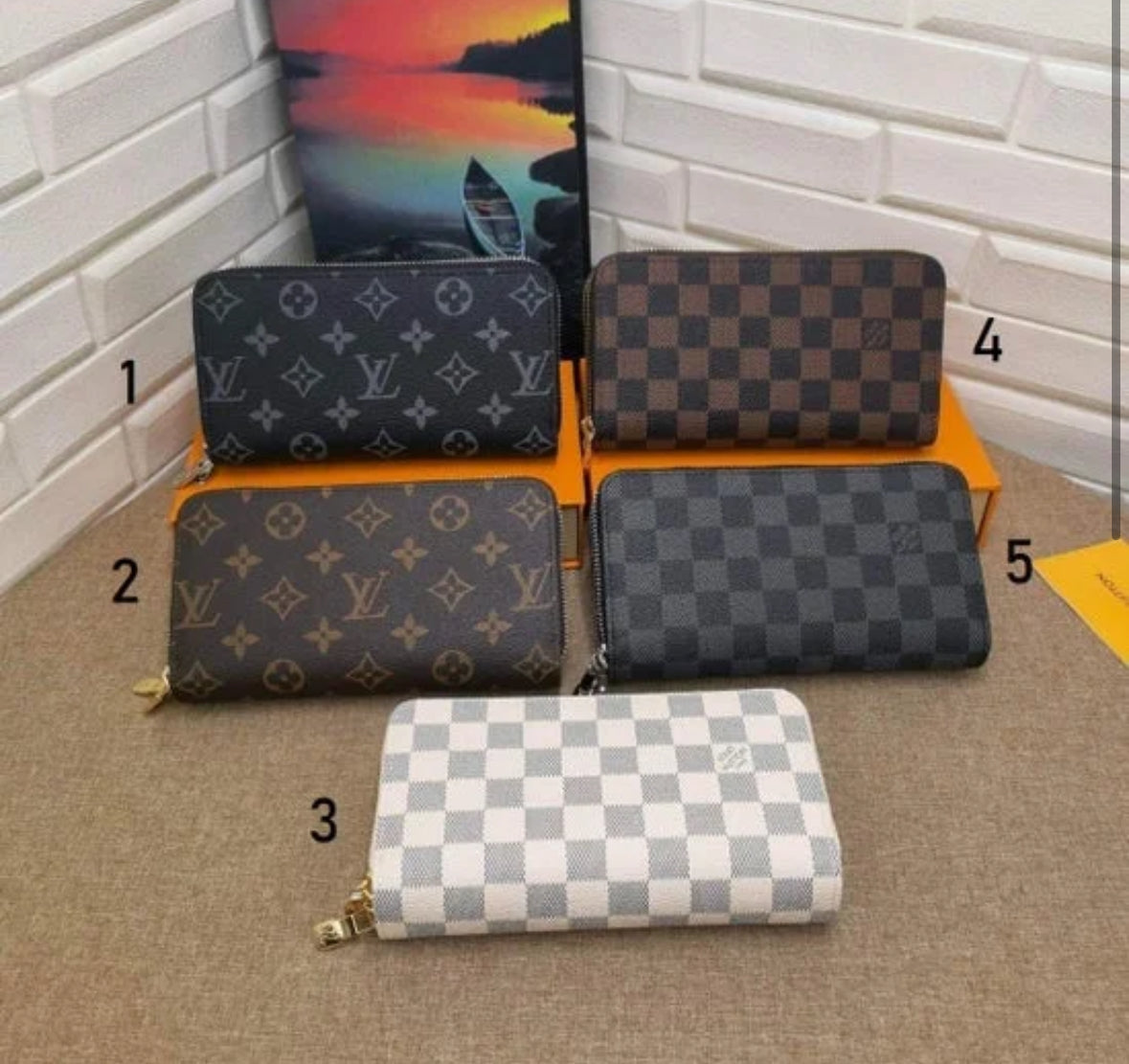 L V Double Zip Wallet