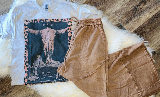 Mocha Wash Wide Terry Pants