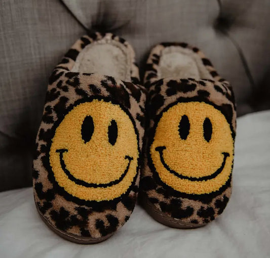 Leopard Happy Face Slippers