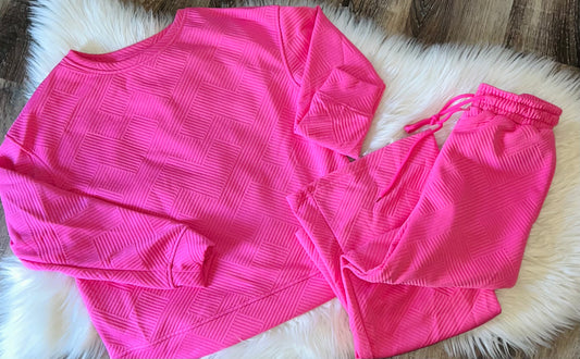 Strawberry Pink Textured 2pc Outfit