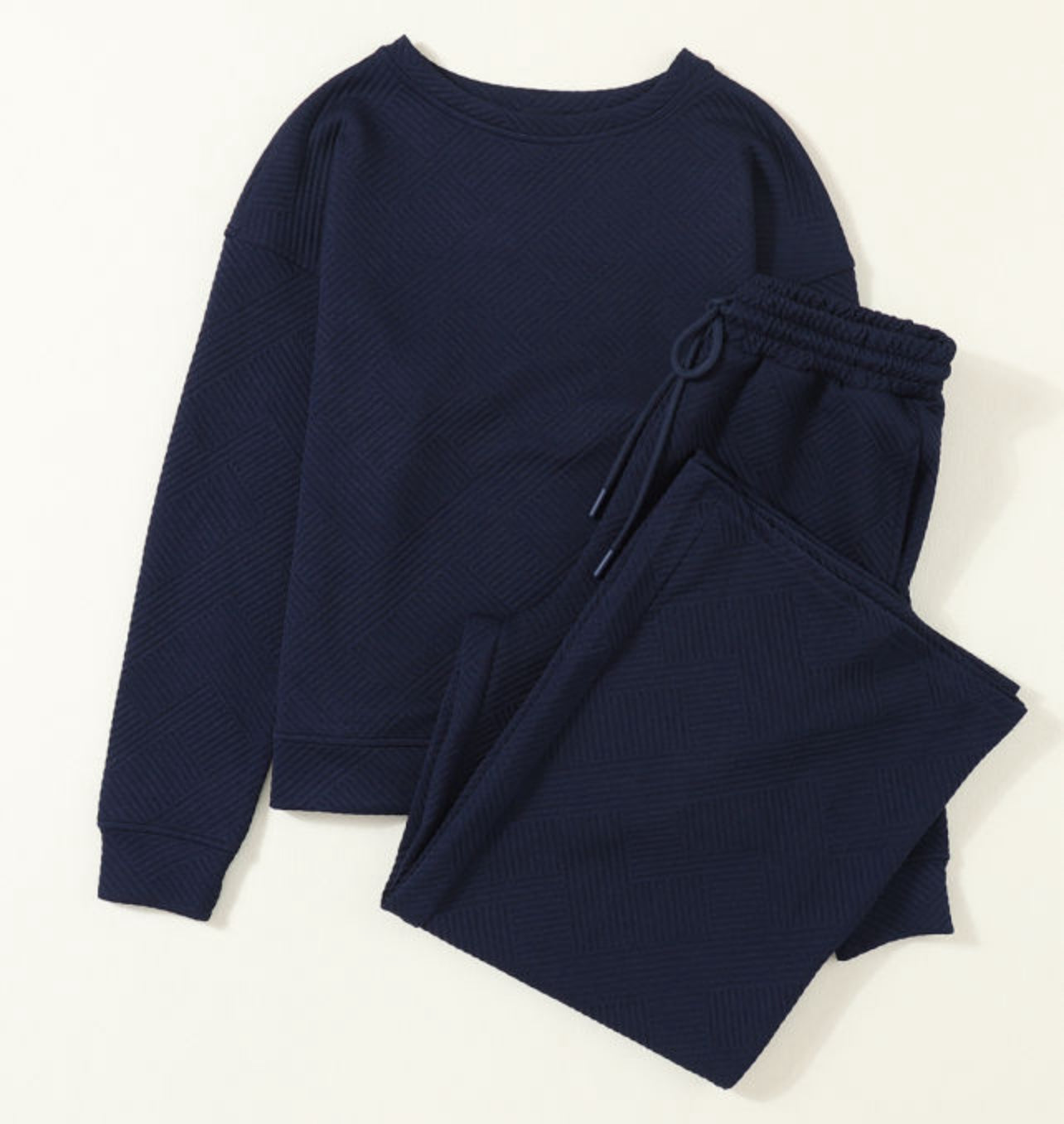 Navy Blue Textured 2pc Outfit